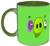 Caneca Angry Birds Porco - Interior e Alça Verde